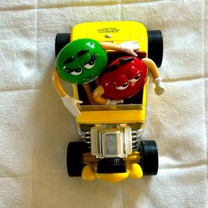 M&M Yellow Hot Rod Car w/Flames Candy Dispenser Limited Edition 1999